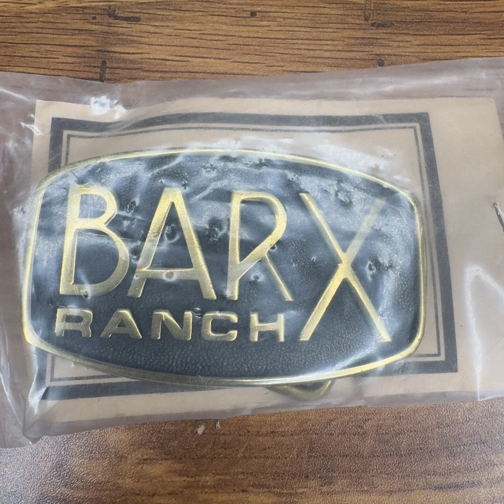 Vintage Solid Brass Belt Buckle BAR X Ranch Western Cowboy Made in USA